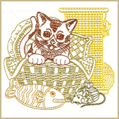 Cat-N-Yarn Embroidery Design Two Sizes Embroidery Design